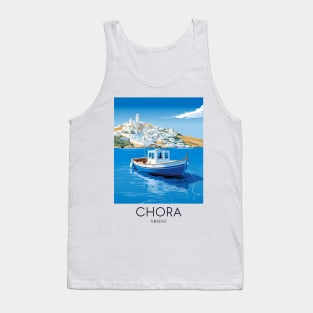 A Pop Art Travel Print of Chora Andros Island - Greece Tank Top